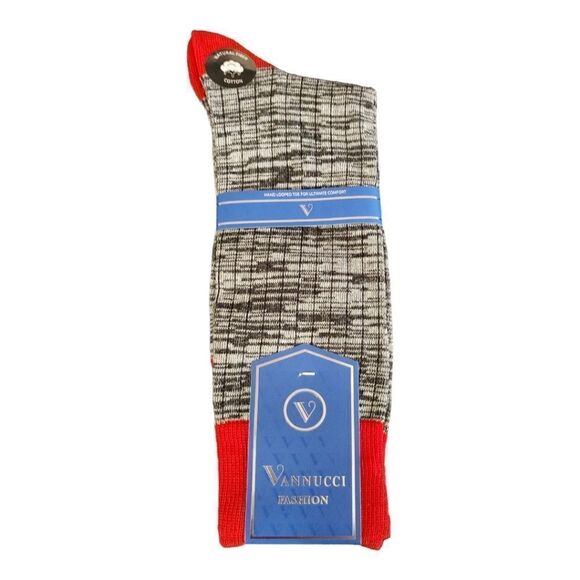 MEN'S VANNUCCI COUTURE BLK/WHT HEATHR YARN FASHION DRESS SOCK. - Picture 1 of 3